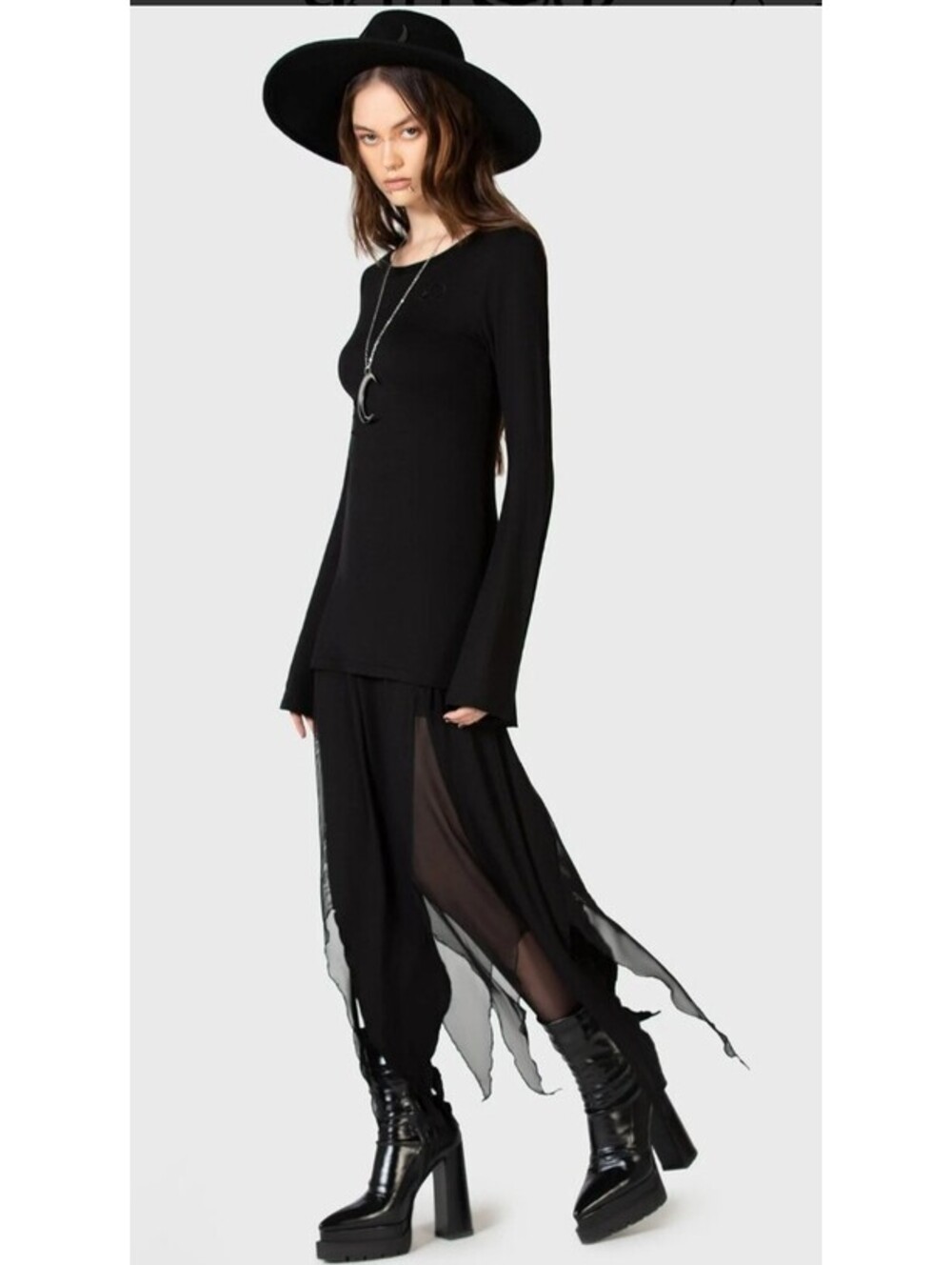 Killstar The Grimmer The Better Midi Skirt Black Handkerchief Hem Size Large NEW - Picture 4 of 7